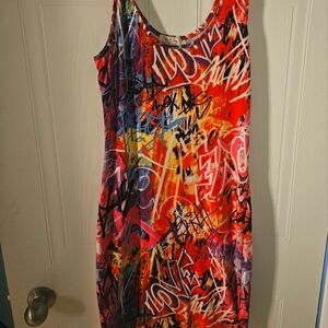 Jolie & Joy Vibrant Multicolor Graffiti Dress